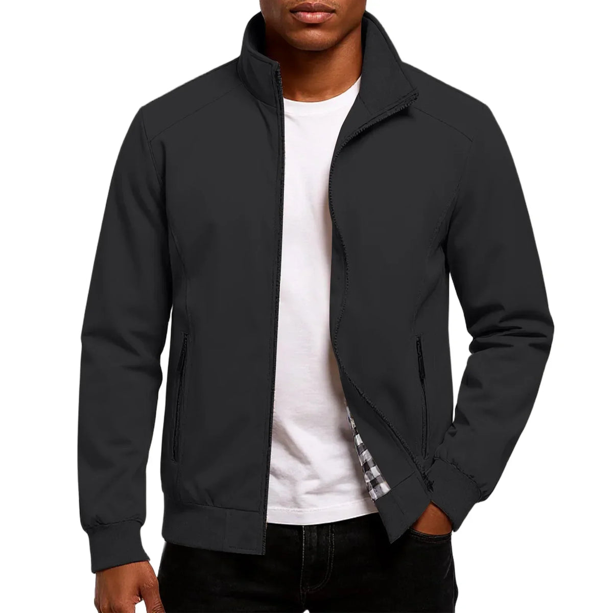 Men's High Collar Zip-Up Jacket