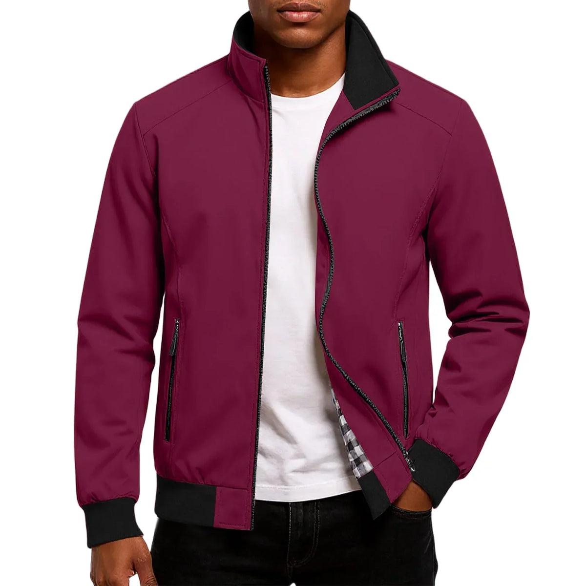 Men's High Collar Zip-Up Jacket