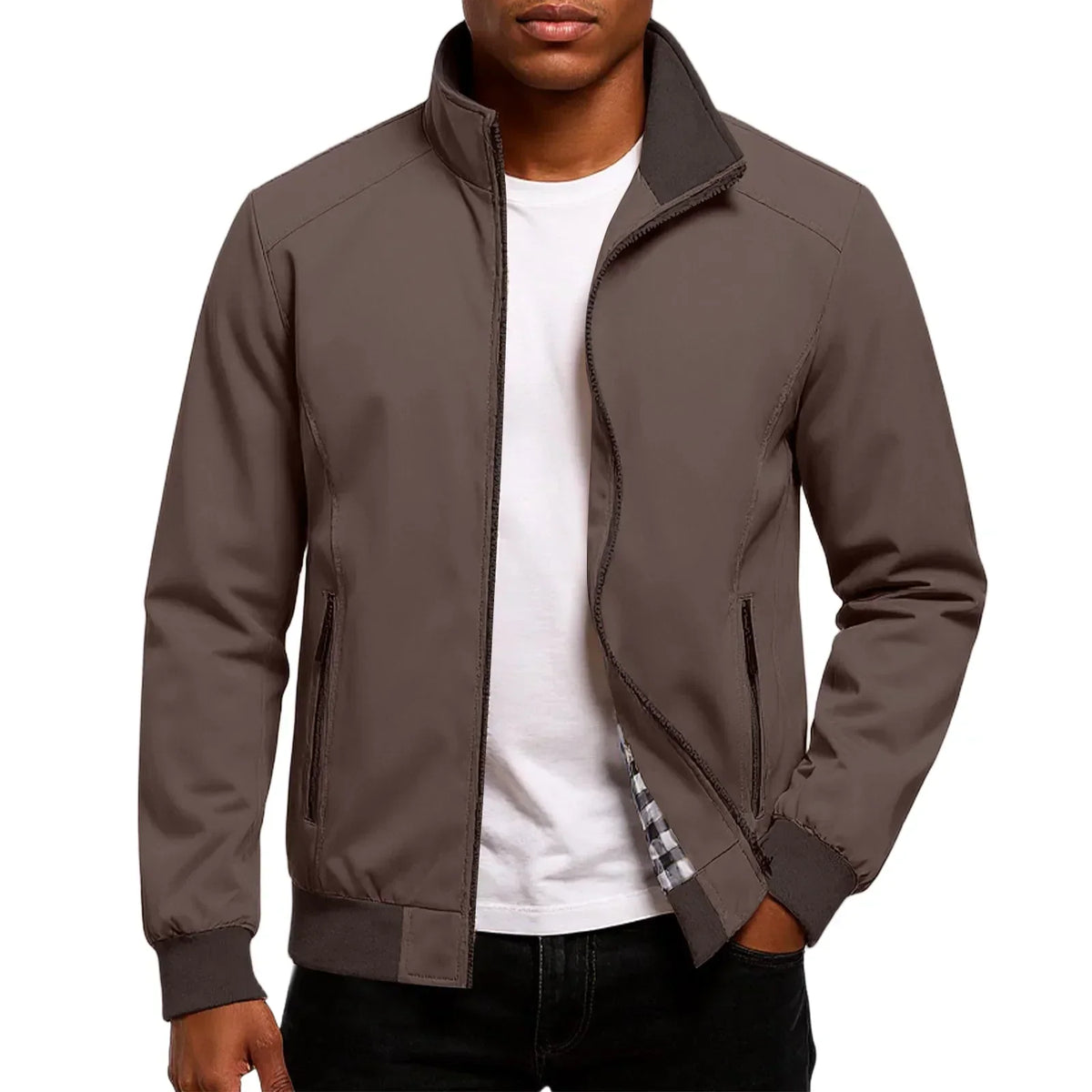 Men's High Collar Zip-Up Jacket