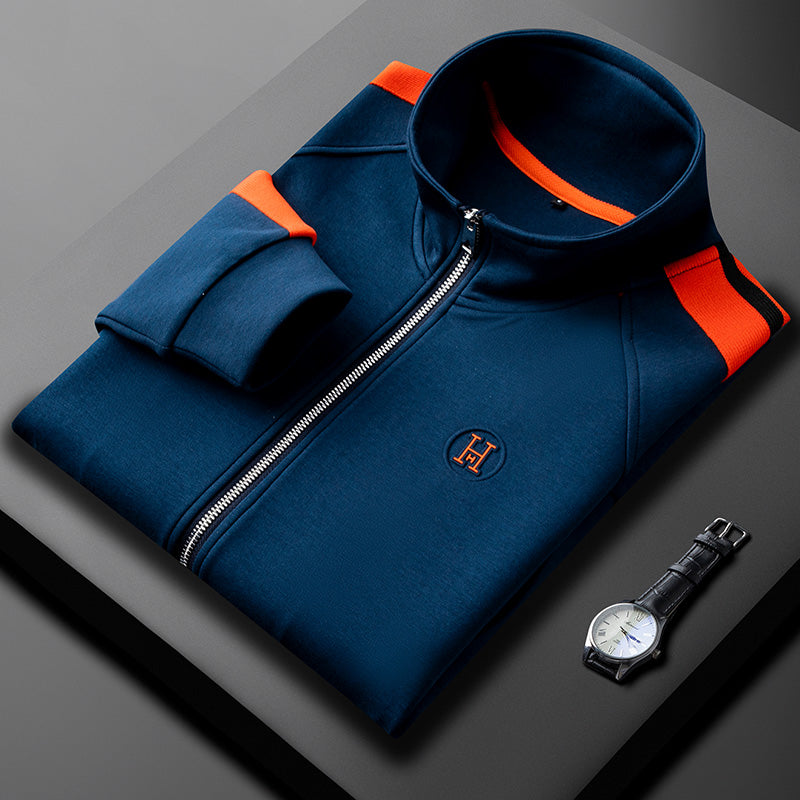 Men's High Collar Zip-Up Pants Set