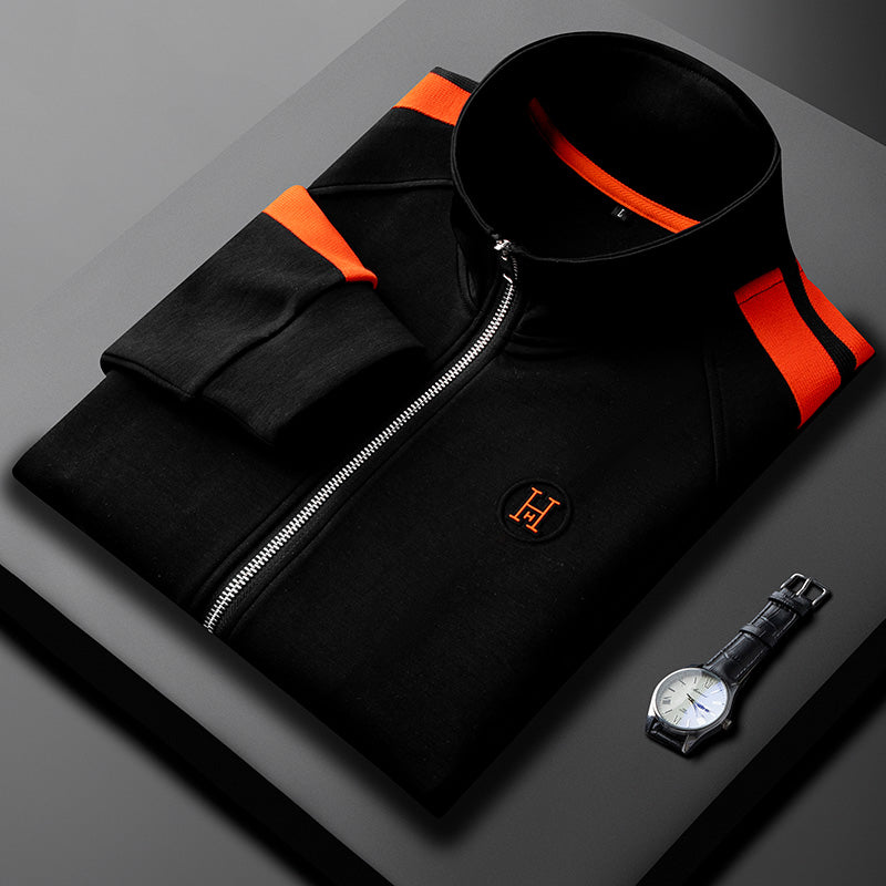 Men's High Collar Zip-Up Pants Set