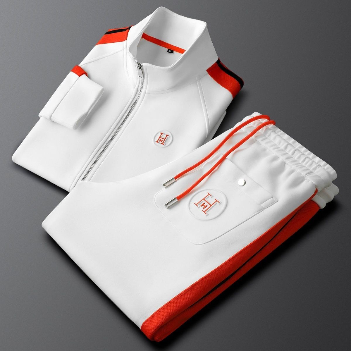 Men's High Collar Zip-Up Pants Set
