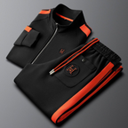 Men's High Collar Zip-Up Pants Set