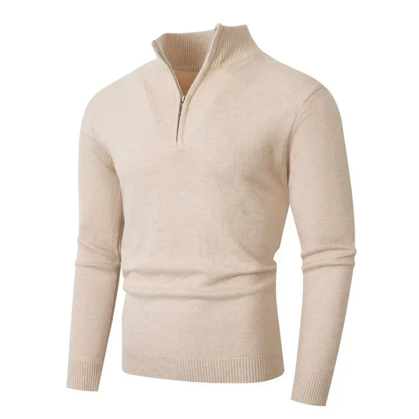 Men's High Collar Zip-Up Sweater