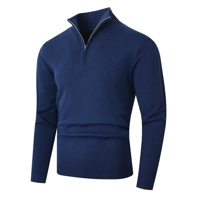 Men's High Collar Zip-Up Sweater