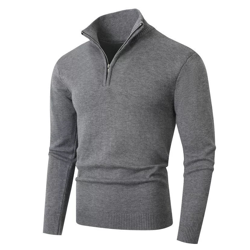 Men's High Collar Zip-Up Sweater