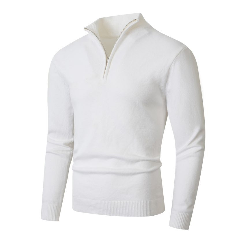 Men's High Collar Zip-Up Sweater