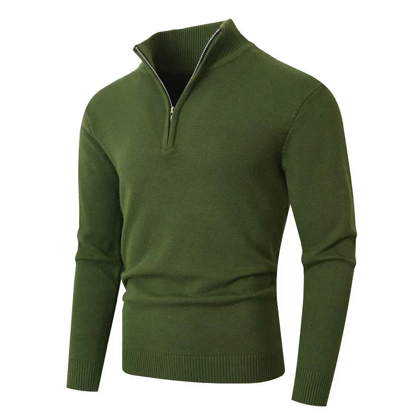 Men's High Collar Zip-Up Sweater