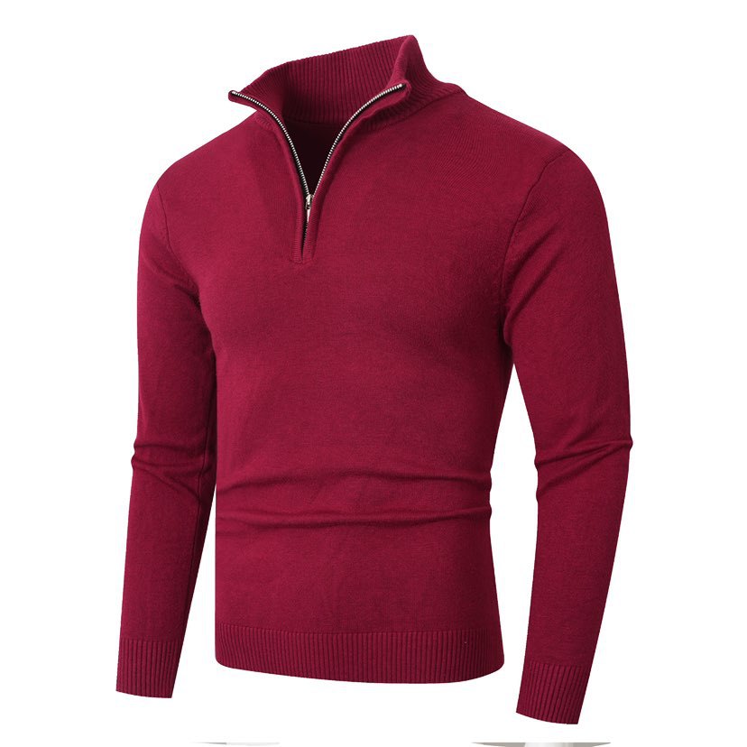 Men's High Collar Zip-Up Sweater