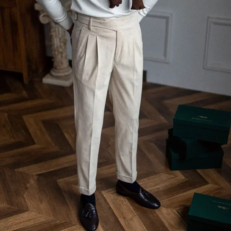 Men's High-Rise Pleated Pants
