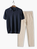Men's Honeycomb Polo and Drawstring Pants Set