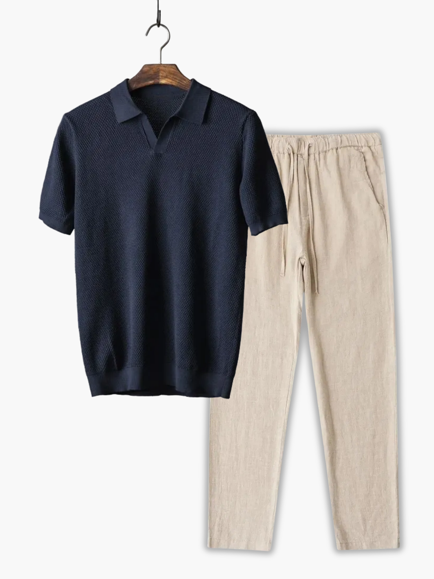 Men's Honeycomb Polo and Drawstring Pants Set