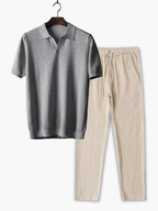 Men's Honeycomb Polo and Drawstring Pants Set