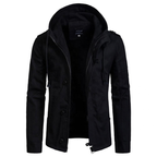 Men's Hooded Button Zip-Up Jacket