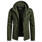 Men's Hooded Button Zip-Up Jacket