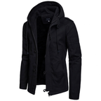 Men's Hooded Button Zip-Up Jacket
