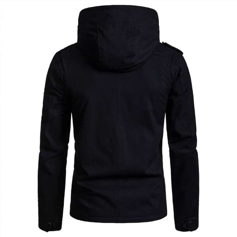 Men's Hooded Button Zip-Up Jacket