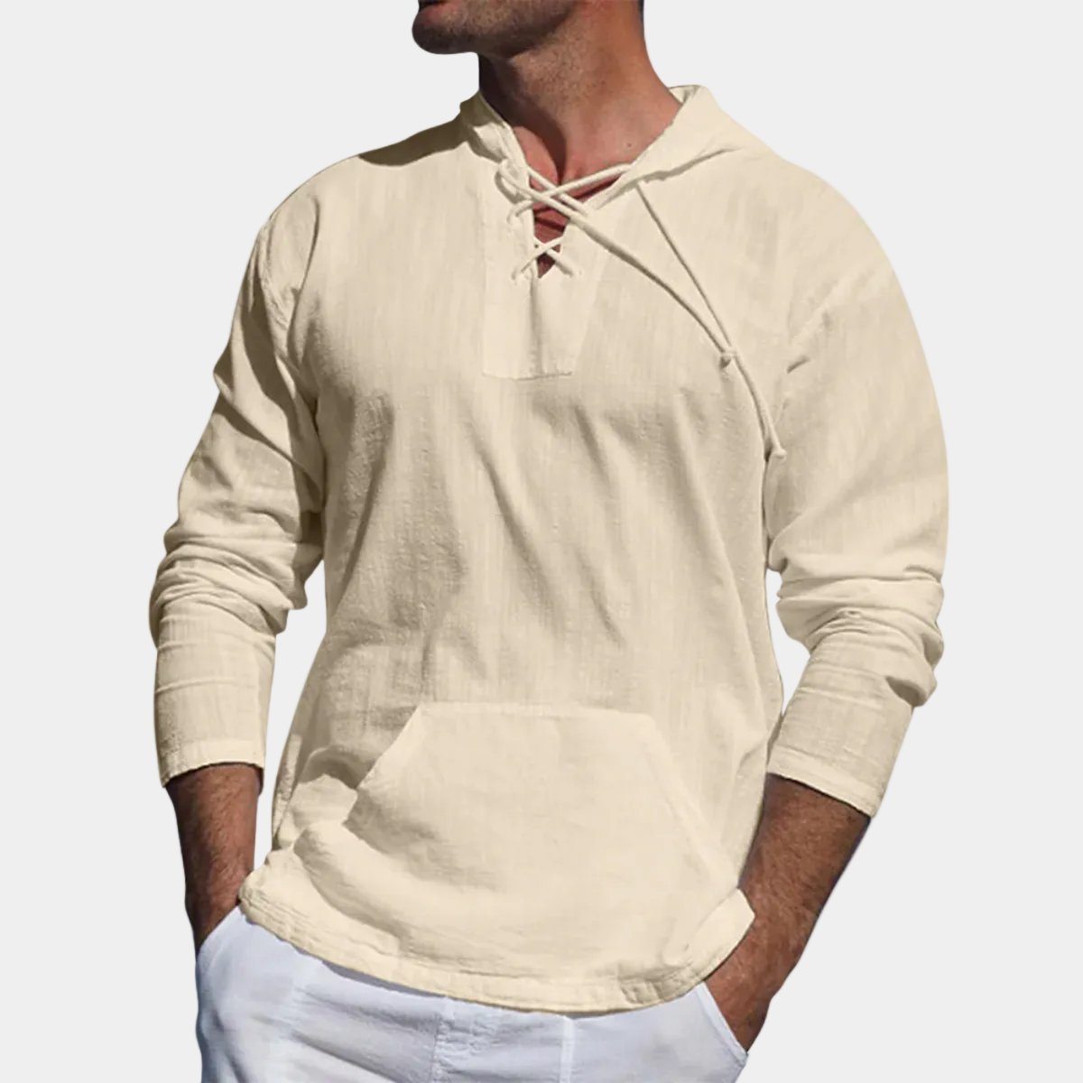 Men's Hooded Lace-Up Shirt