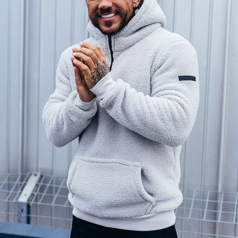 Men's Hooded Plush Pullover Sweatshirt