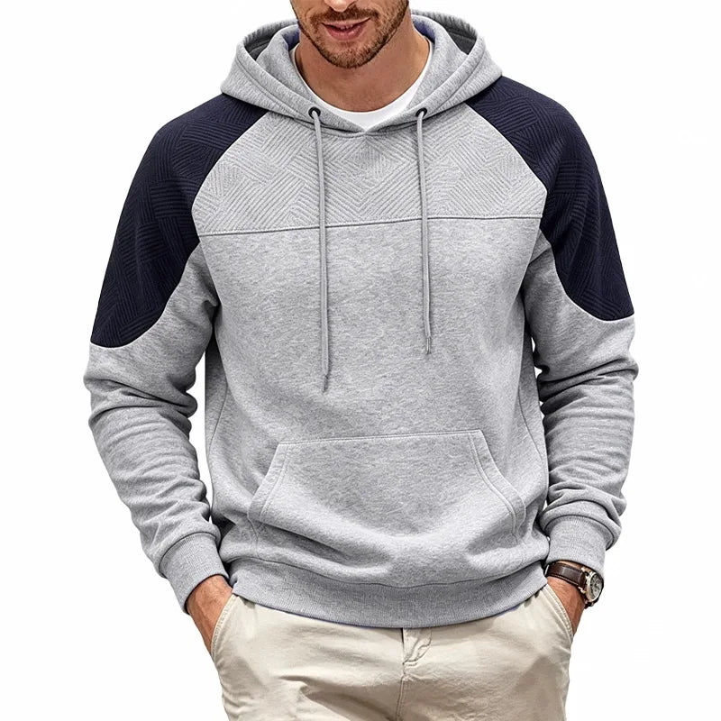 Men's Hooded Sweatshirt with Contrasting Inserts