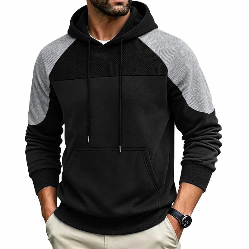 Men's Hooded Sweatshirt with Contrasting Inserts