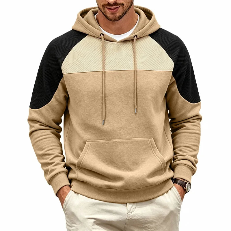 Men's Hooded Sweatshirt with Contrasting Inserts