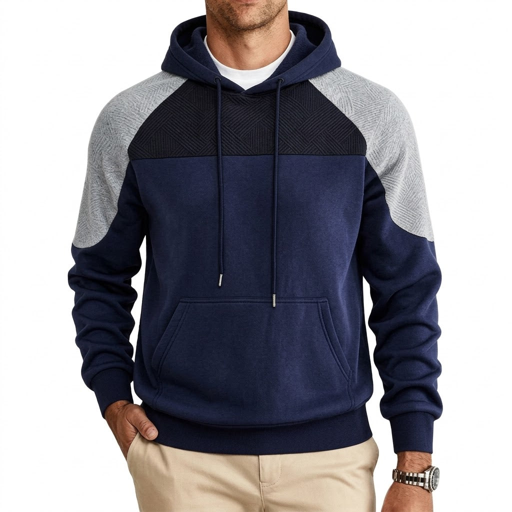 Men's Hooded Sweatshirt with Contrasting Inserts