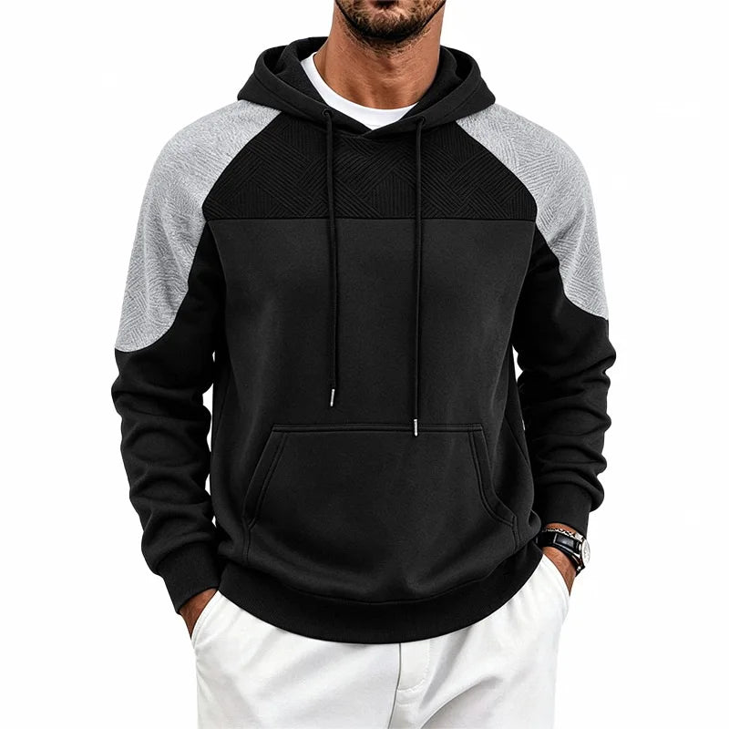 Men's Hooded Sweatshirt with Contrasting Inserts