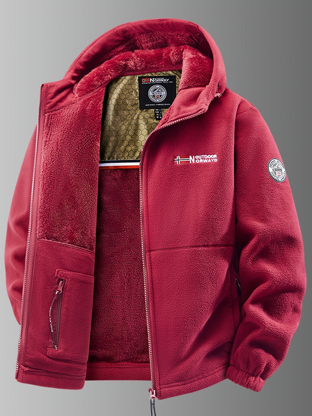 Men's Hooded Zip-Up Fleece Jacket