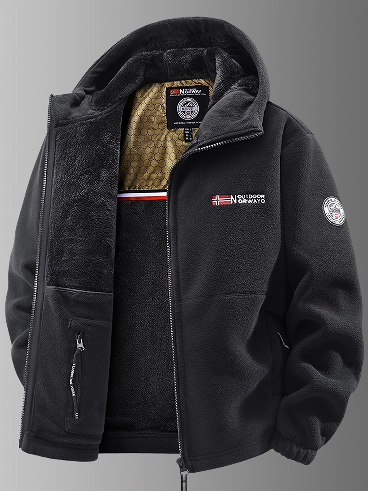Men's Hooded Zip-Up Fleece Jacket