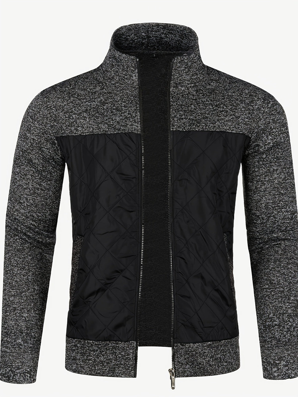 Men's Knit Full-Zip Diamond Quilted Jacket
