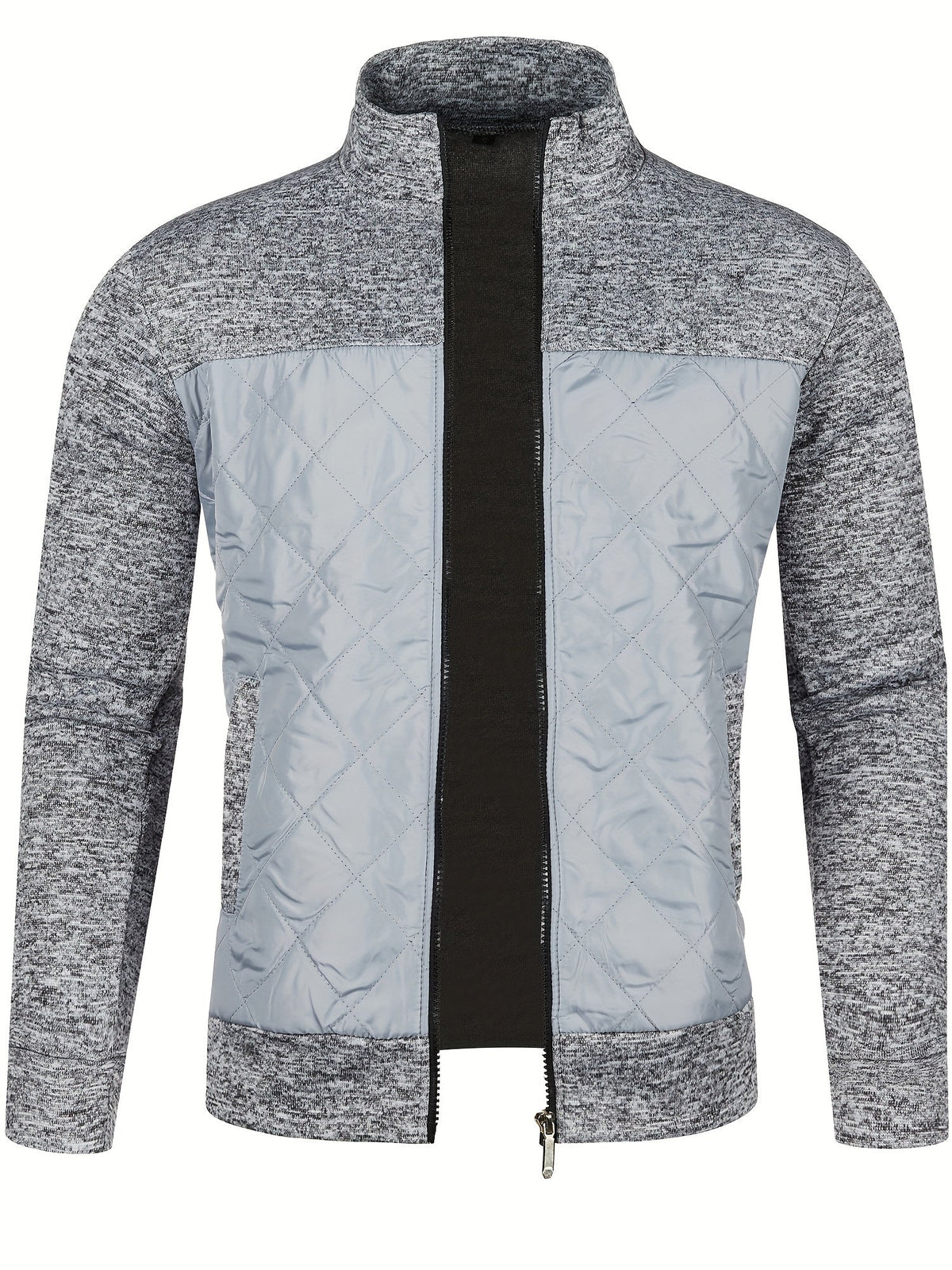 Men's Knit Full-Zip Diamond Quilted Jacket