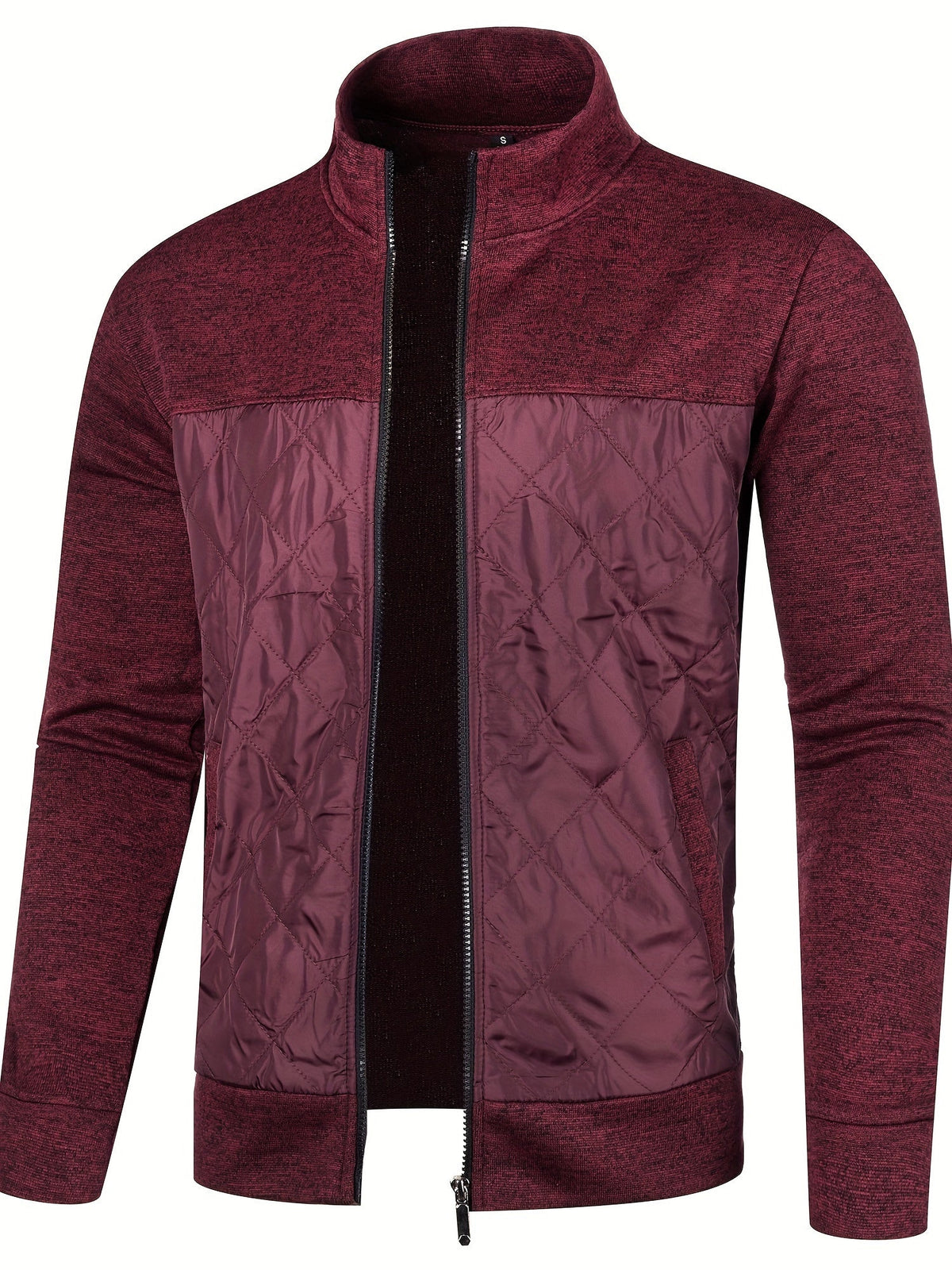 Men's Knit Full-Zip Diamond Quilted Jacket