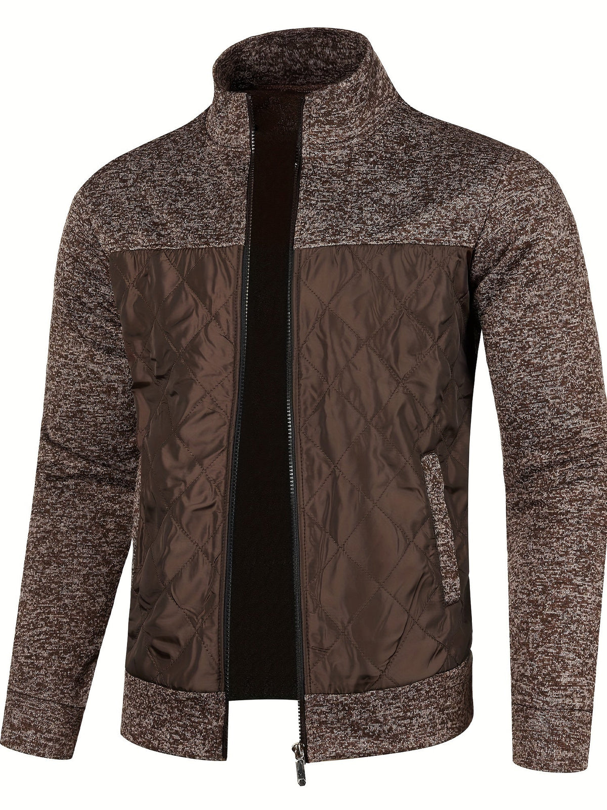 Men's Knit Full-Zip Diamond Quilted Jacket
