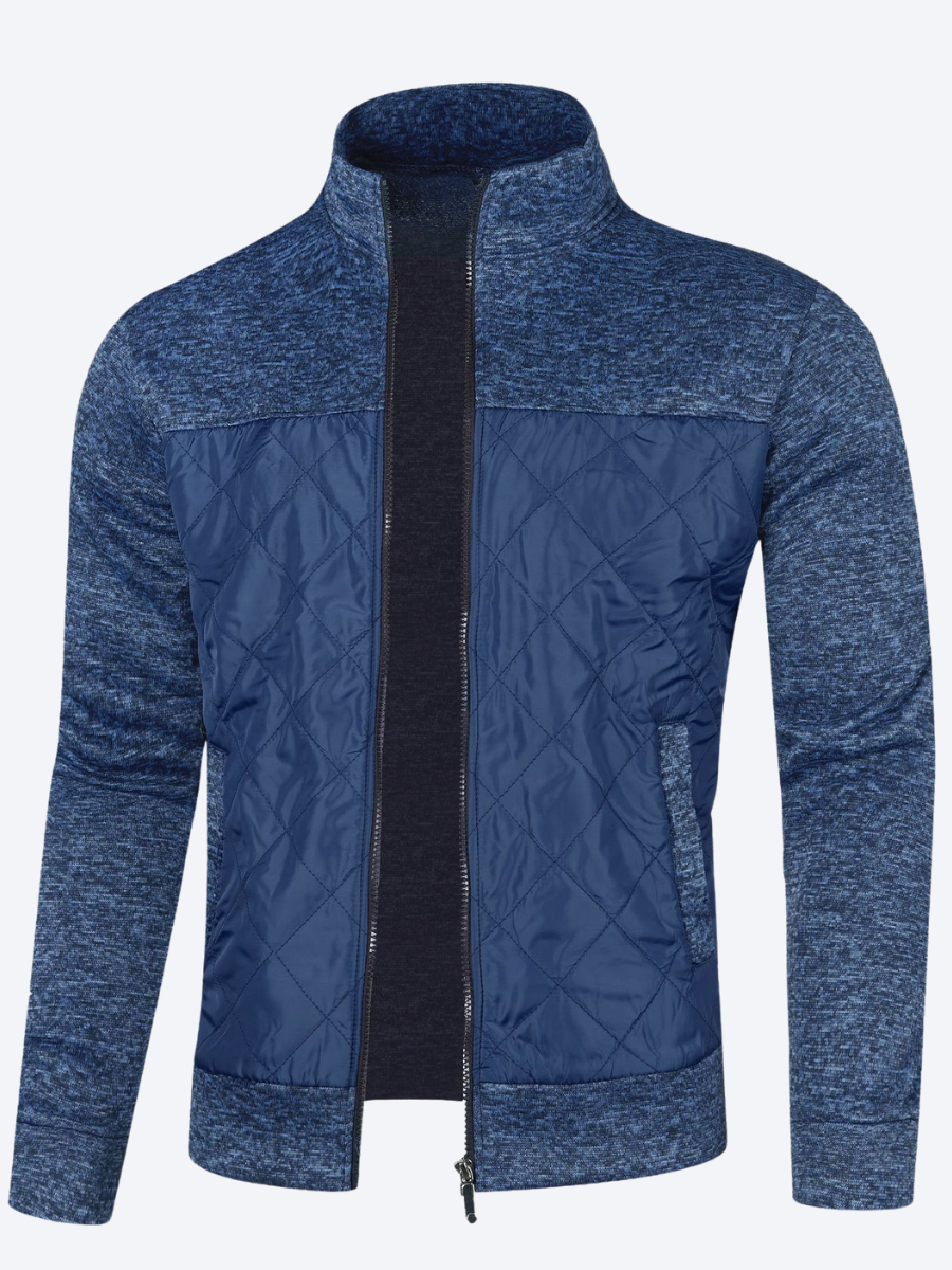 Men's Knit Full-Zip Diamond Quilted Jacket