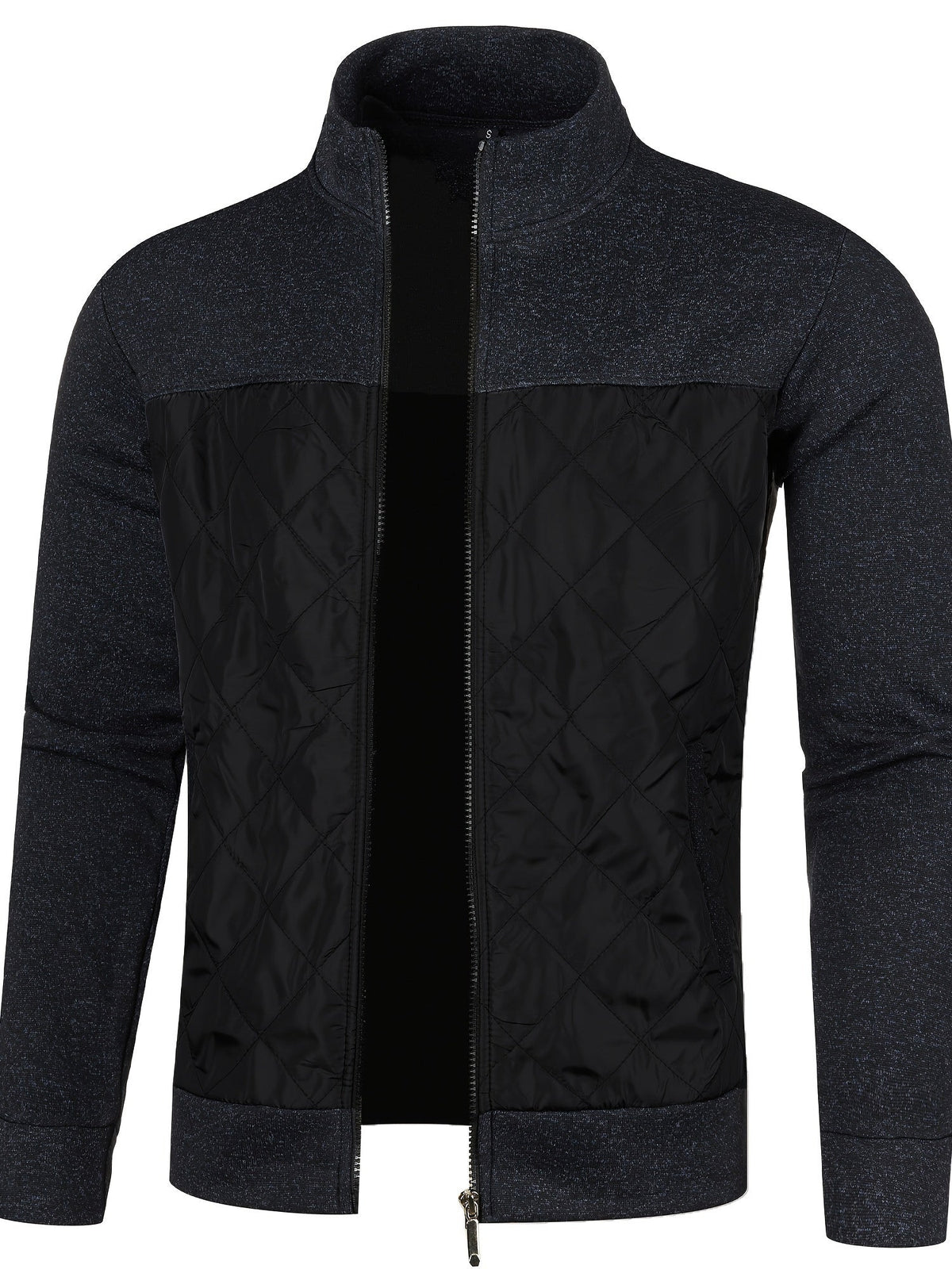 Men's Knit Full-Zip Diamond Quilted Jacket