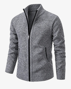 Men's Knit High Collar Zip-Up Cardigan