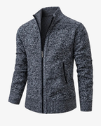 Men's Knit High Collar Zip-Up Cardigan