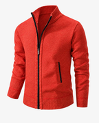 Men's Knit High Collar Zip-Up Cardigan