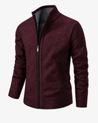 Men's Knit High Collar Zip-Up Cardigan