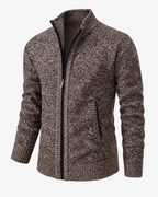 Men's Knit High Collar Zip-Up Cardigan