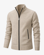 Men's Knit High Collar Zip-Up Cardigan