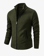 Men's Knit High Collar Zip-Up Cardigan