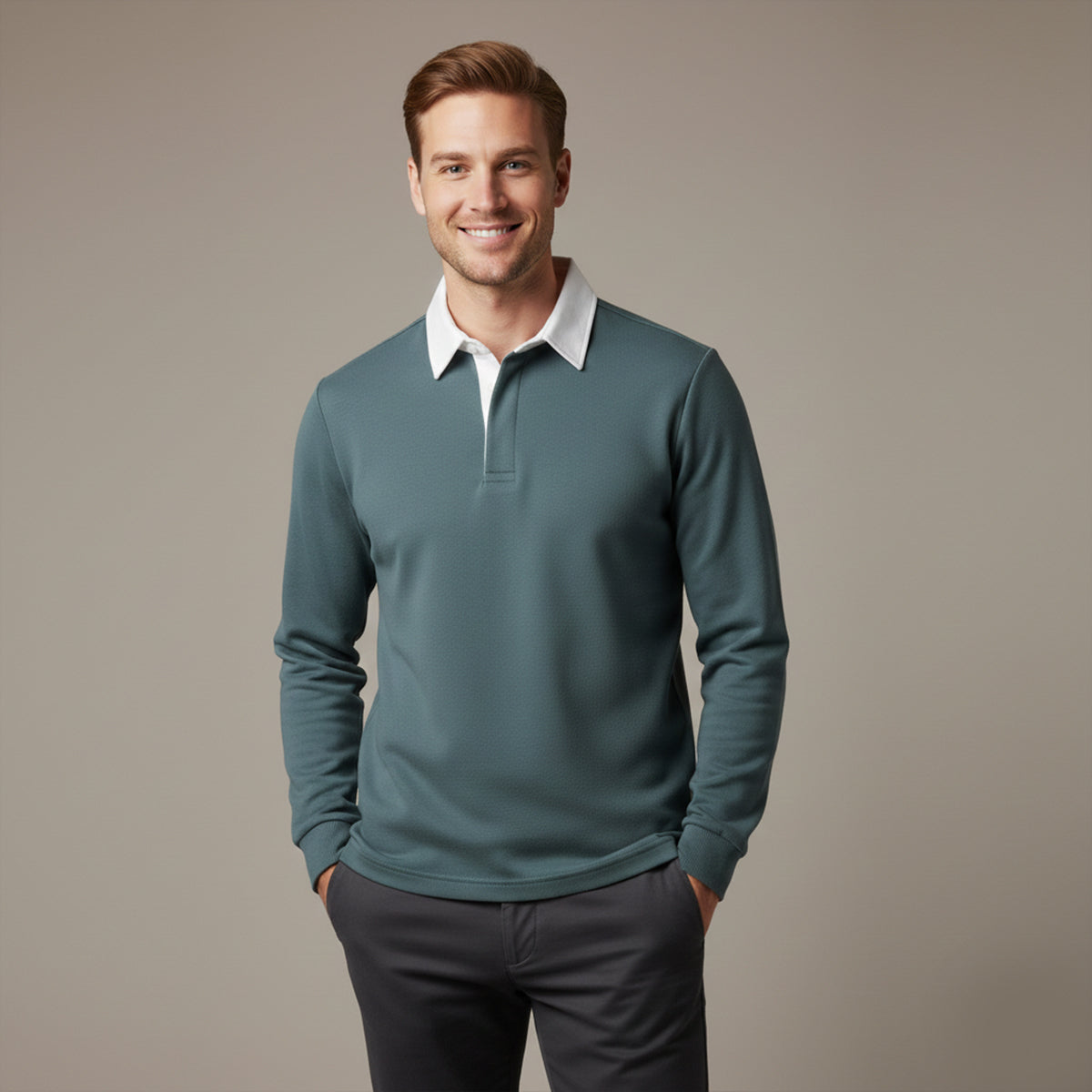 Men's Knit Regular Fit Long Sleeve Polo