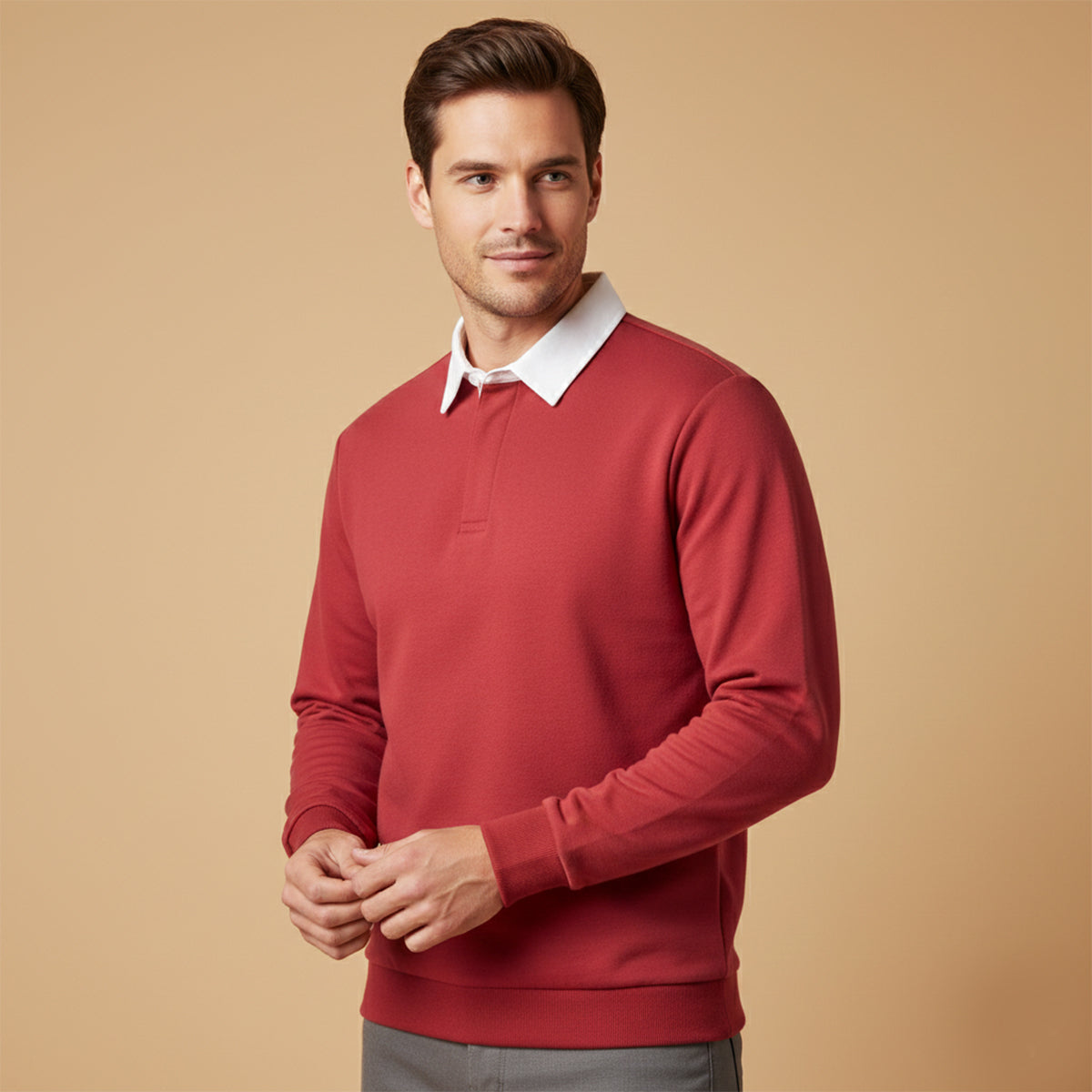 Men's Knit Regular Fit Long Sleeve Polo