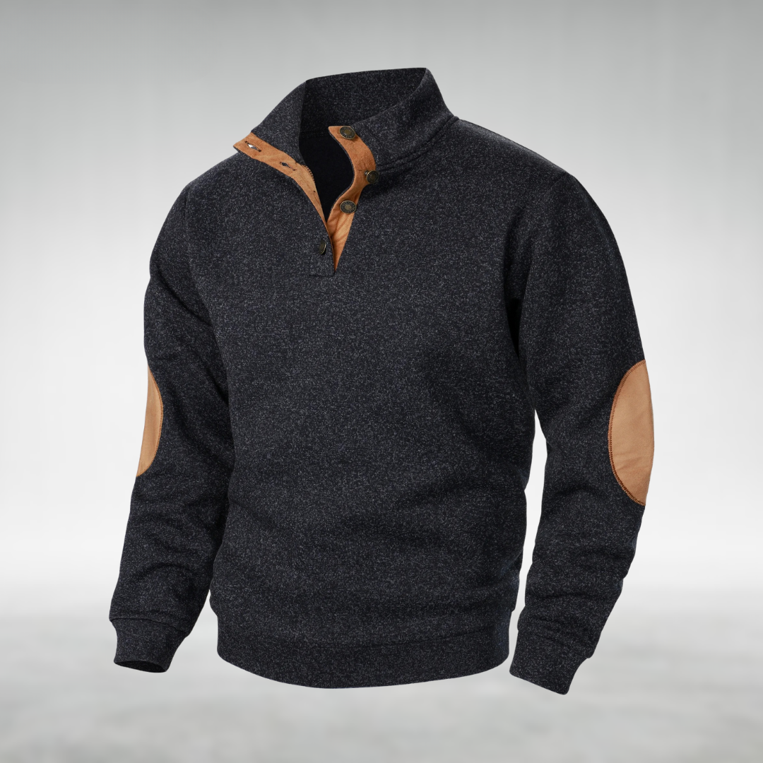Men's Knit Mock Neck Button-Up Sweater