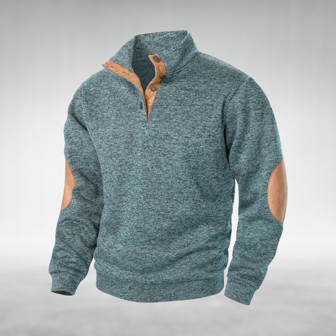 Men's Knit Mock Neck Button-Up Sweater