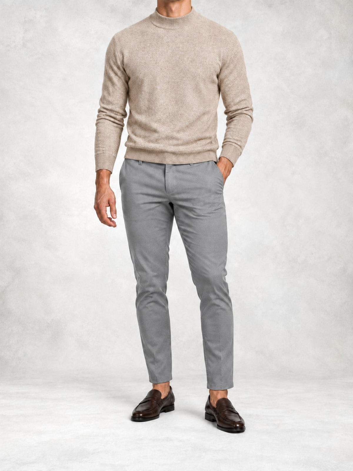 Men's Knit Mock Neck Sweater and Pants Set