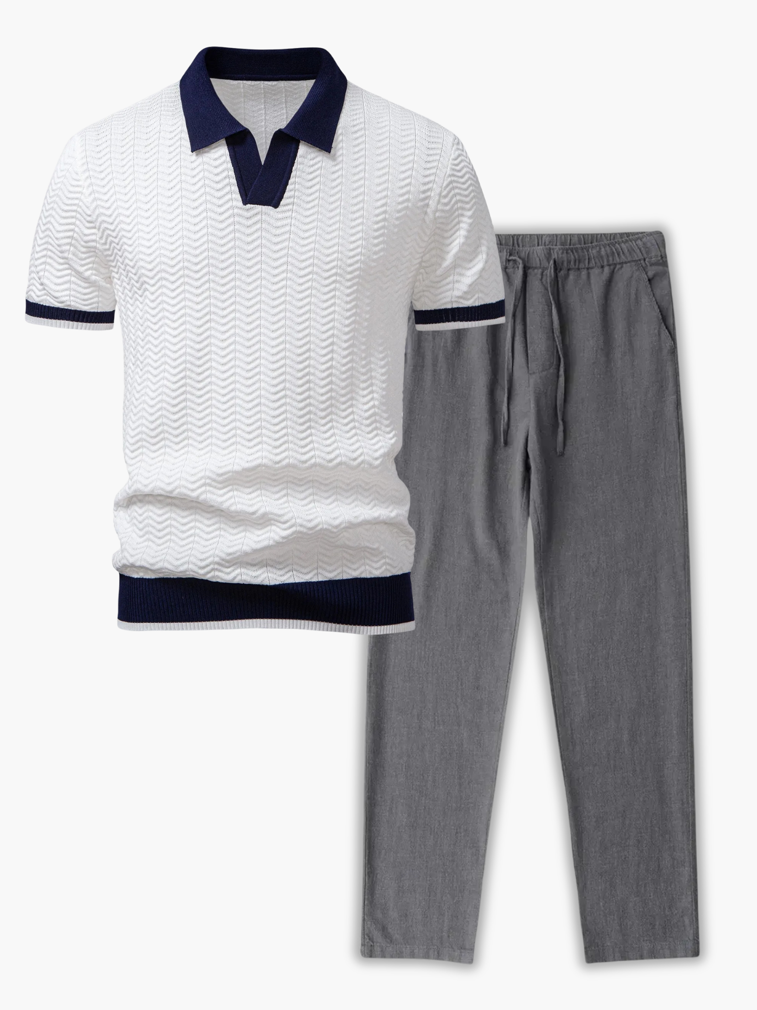 Men's Knit Polo and Drawstring Pants Set