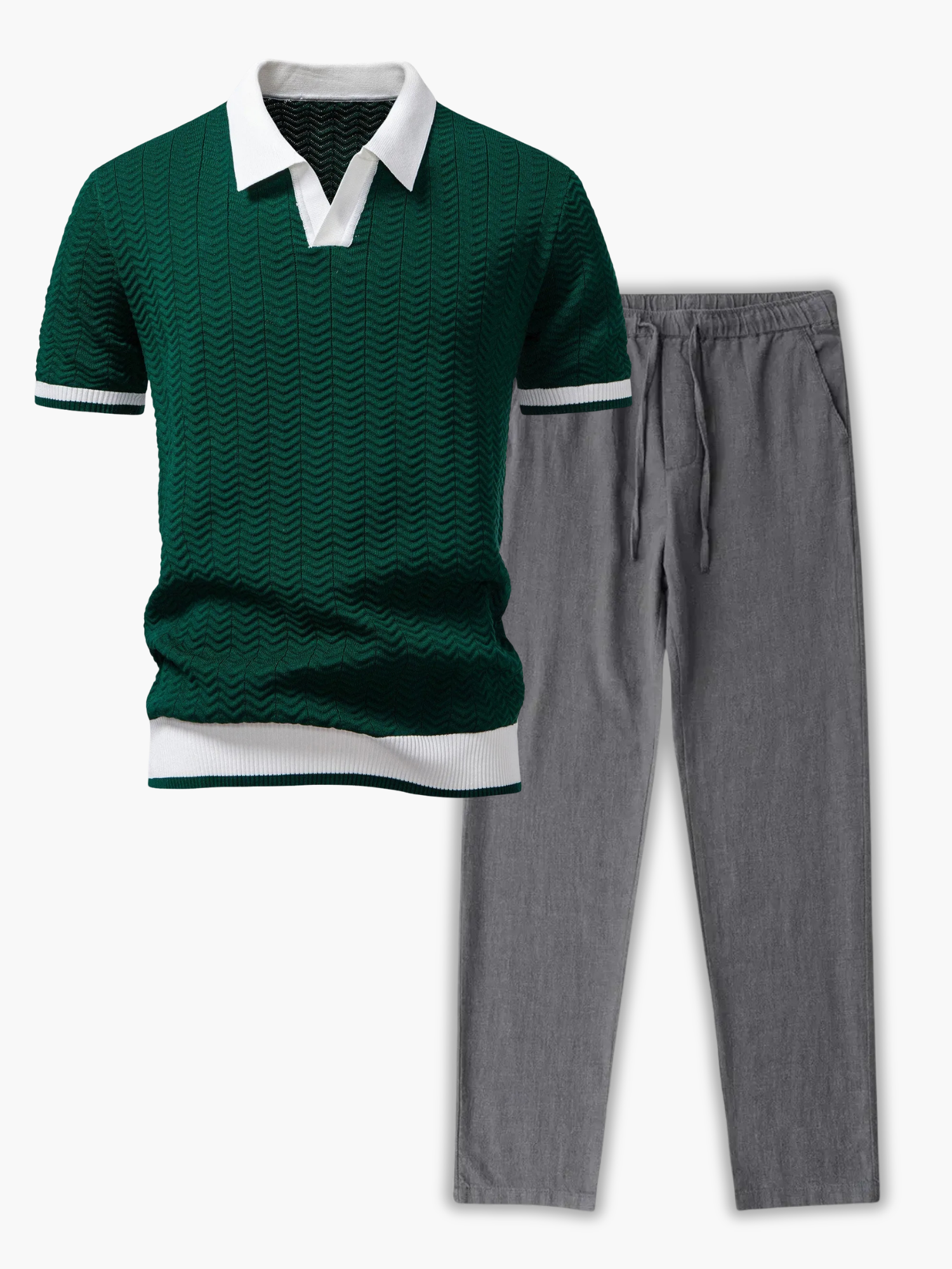 Men's Knit Polo and Drawstring Pants Set